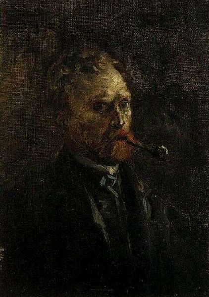 File:Vincent Van Gogh - Self-portrait with pipe 1886.jpg