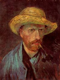 Van Gogh - Self-portrait with straw hat and pipe