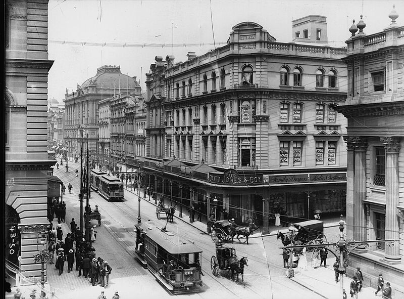 File:800px-Electric trams, George Street, David Jones corner from The Powerhouse Museum Collection.jpg