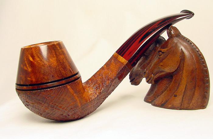 Rdpipes 71 - Partially Blasted Bent Bulldog, made from Strawberry Briar with hand cut Cumberland stem[2]