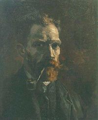 Van Gogh - Self-portrait with pipe, Oil on canvas, Paris: Spring, 1886