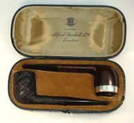 1922 Cased Pair of Dunhills. Shell 35/7. DR 4 with later silver cap. Derek Green Collection.