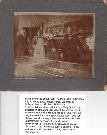 Linkman Office, Circa 1895, with Obituary for Mary Linkman