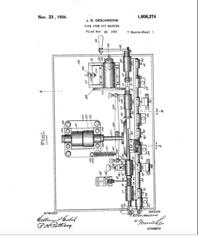Stem Making Machine Patent, Nov. 23, 1926