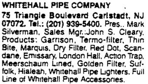Popular Whitehall pipe models sold by the Whitehall Pipe Company (New Jersey, USA).