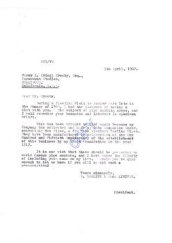 1962 Letter, From Montague Barling to Bing, Courtesy Peter Ashton