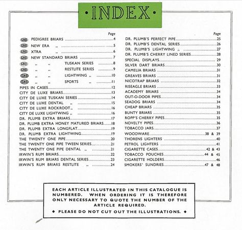 Index, from Circa 1950s catalog, courtesy Václav Blahovec]]