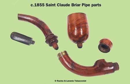 Saint-Claude briar pipe parts c.1855, courtesy Racine & Laramie Tobacconist