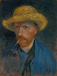 Van Gogh - Self-portrait with straw hat and pipe, Oil on canvas, Paris: Summer, 1887